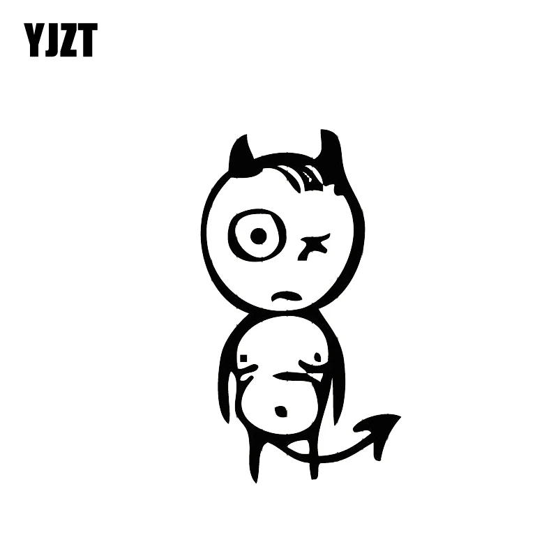

YJZT 7.2*12.6CM Cute Unhappy Small Devil Car Sticker Skillful Manufacture Covering The Body Decal Black/Silver C20-1303