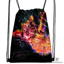 Пользовательские spacecat(36)@ 1 Drawstring сумка-рюкзак милый рюкзак детский Ранец(черный назад) 31x40 см#180612-03-cat