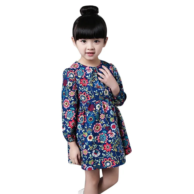 2017 New Toddler Kids Girls Long Sleeve Floral Dress Casual Party