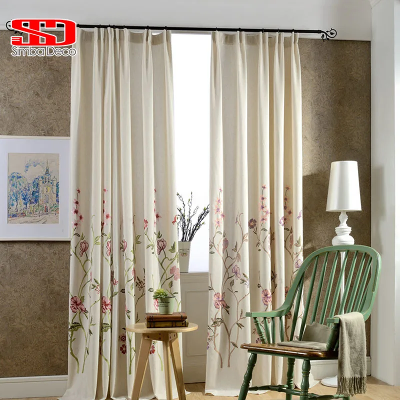 Linen Cotton Fabric Luxury Curtains Blackout For Bedroom Blinds