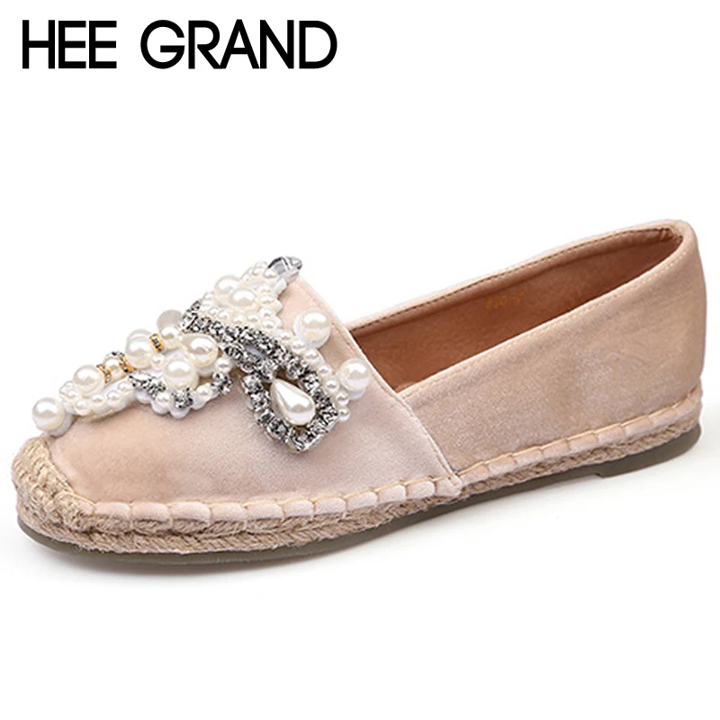 HEE GRAND Flock Loafers Strng Bead Ballet Flats 2018 Casual Slip On Shoes Woman Shallow Summer Women Flat Shoes XWD6714 HEE GRAND Flock Loafers Strng Bead Ballet Flats 2018 Casual Slip On Shoes Woman Shallow Summer Women Flat Shoes XWD6714
