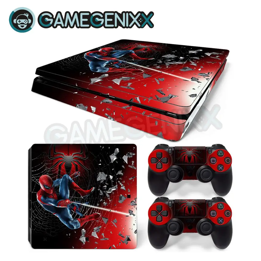 

GAMEGENIXX Skin Sticker Vinyl Decal for PS4 Slim Console and 2 Controllers - Spiderman