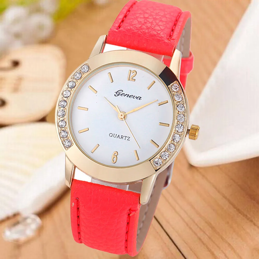 

watches women fashion watches Geneva Women Diamond Analog Leather Quartz Wrist Watch Watches relogio feminino
