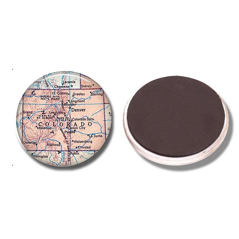 

Colorado State Map Refrigerator Magnet Canon Denver Map 30 MM Glass Dome Magnetic Stickers for Fridge Message Note Holder