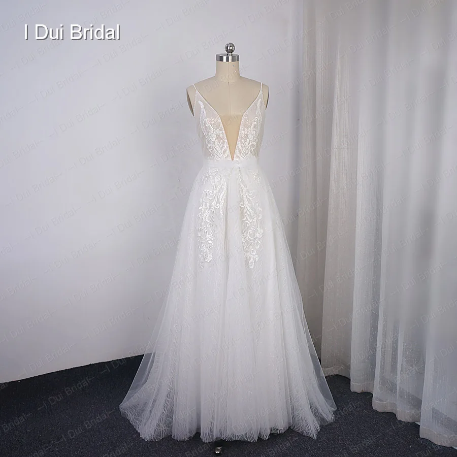 Свадебный светильник в стиле бохо, блестящее Тюлевое пляжное свадебное платье, стиль