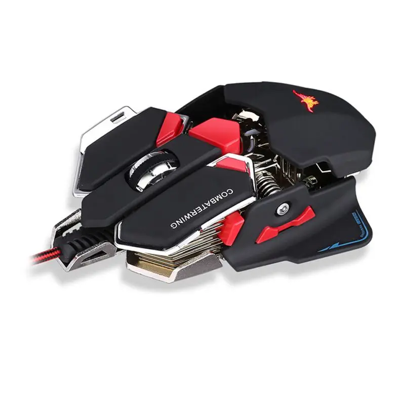 Combaterwing USB 4800 dpi 10 кнопочный светодиодный оптическая игровая мышь для ПК и ноутбуков-черный и красный