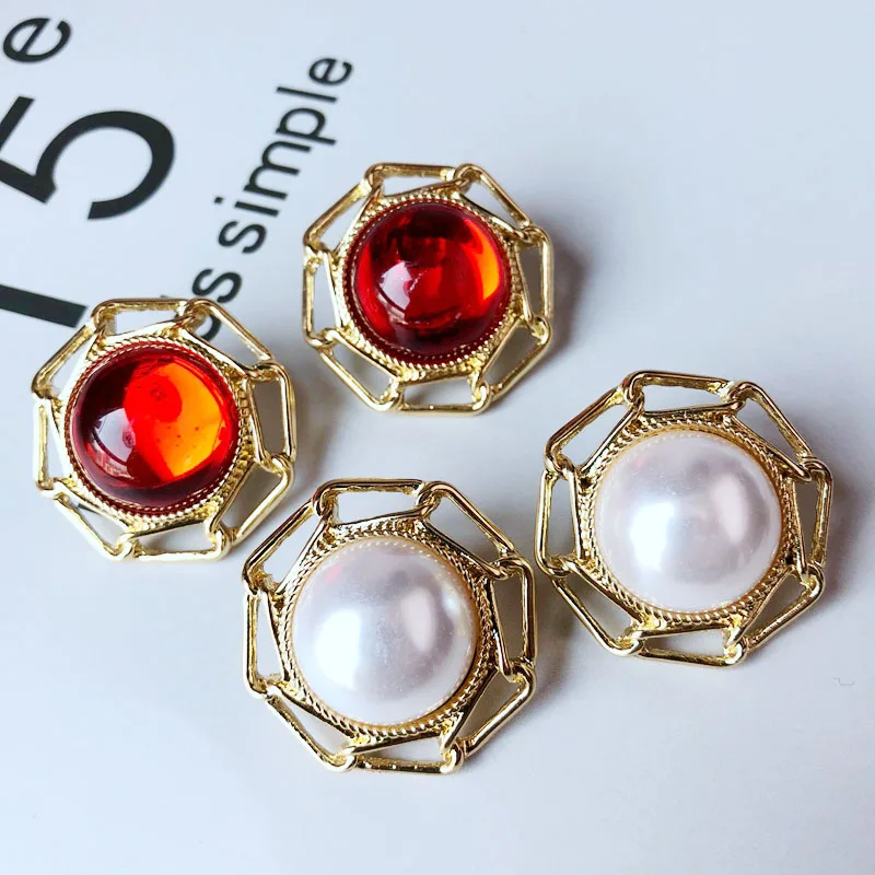 

Free Shipping Geometric Red Opal White Pearl Elegant Sweety Earring