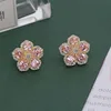Pendientes de lujo con forma de flor de circón para mujer, aretes de boda Multicolor de Color dorado, accesorios de joyería ► Foto 3/6