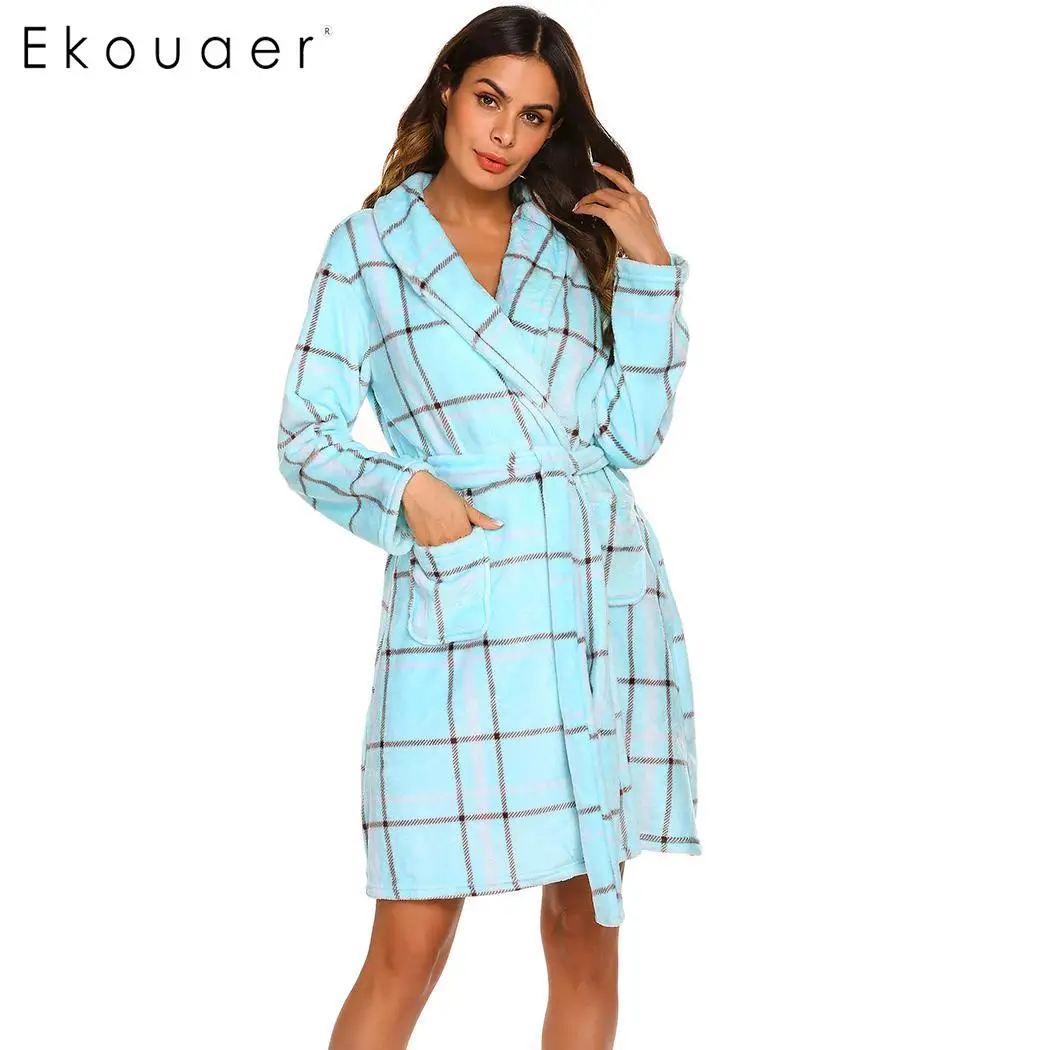 Ekouaer женский сексуальный халат для невесты, женское белье, халат, ночное белье, длинный рукав, открытый передний пояс, банный спа Халат для невесты, женские халаты