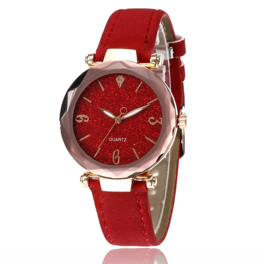 

SC217 Stitching SCrub Belt Crystal Star Watch Casual Fashion Women Quartz Watch Personality Wild Watch Best Gift