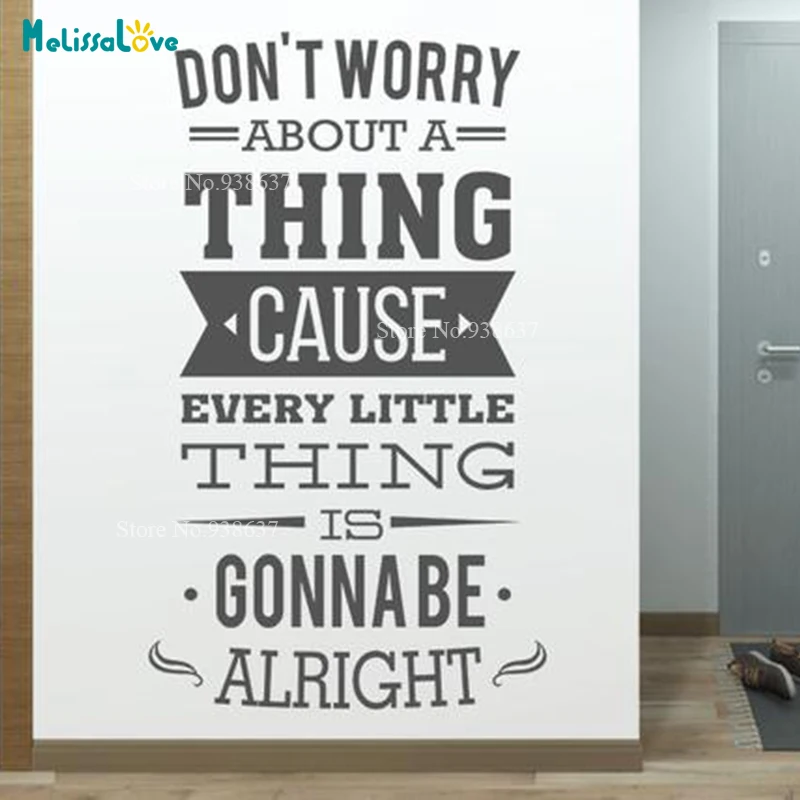 Don't Worry About A Thing Inspirational Qutoe Decal For Studio Office Bedroom Decor Vinyl Wall Sticker B959 | Дом и сад