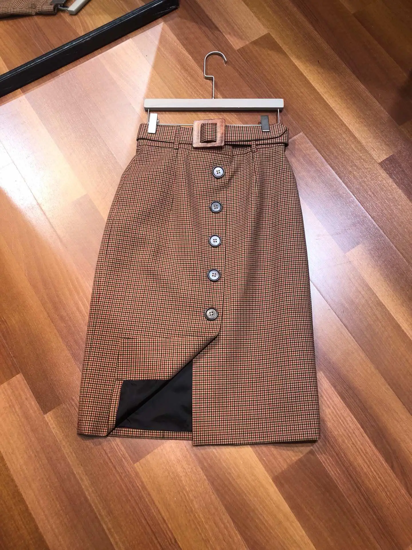 

2019 new ladies fashion sexy lace check wool skirt 0718