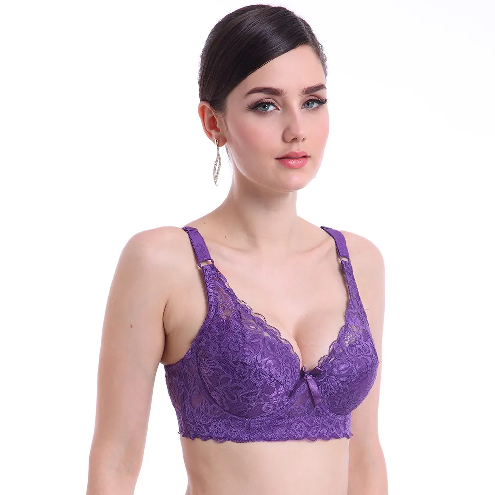 

Hot Full cup thin underwear small bra plus size wireless adjustable lace Women's bra breast cover B C D cup Large size Lace Bras