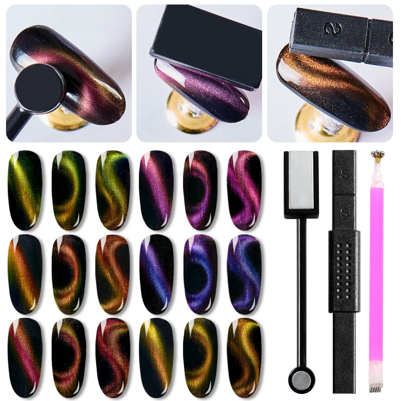 

T-TIAO CLUB 5D Cat Eye Nail Glitter Powder Magnet Pigment Color Powder With Strong Magnet Stick Cat Eye Effect Manicure Tool