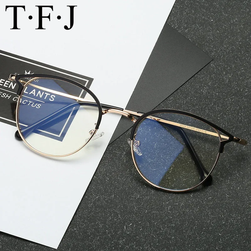 

Cat Eye Glasses Women Men Goggles Transparent Metal Frame Optical Eye Glasses With Clear Lens Anti-fatigue Anti-Blu-Ray