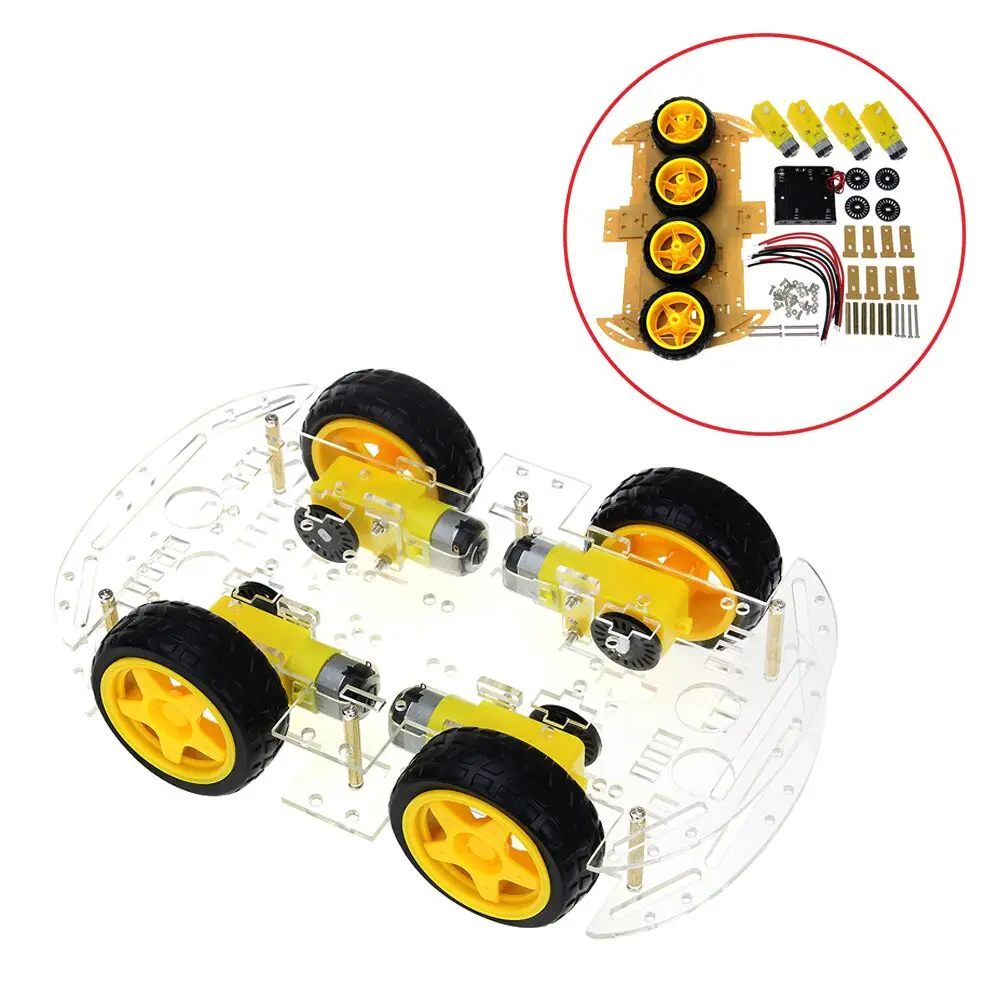 Умный автомобильный комплект 4WD умный робот-шасси автомобиля наборы с кодером скорости и батарейным боксом для arduino Diy Kit