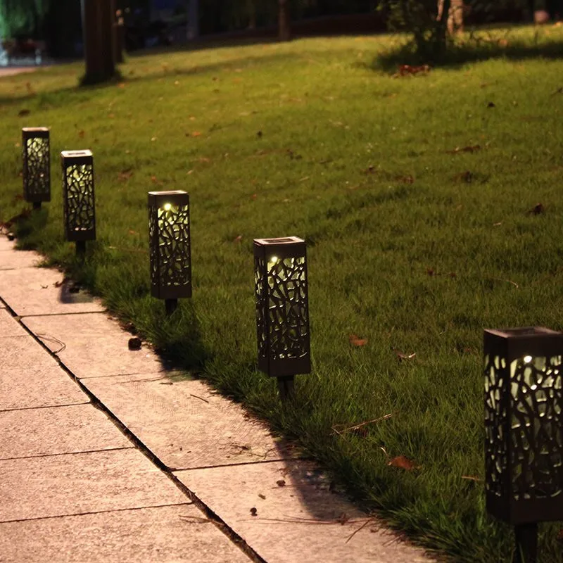 2 шт полый Солнечный свет водонепроницаемый Светодиодный сад уличная газонная лампа путь ландшафтное освещение двора уличный Декор