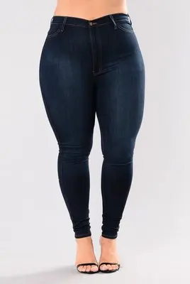 L-5XL размера плюс свободные джинсы женские брюки карандаш с молнией Высокая талия синие джинсы - Цвет: Dark Blue