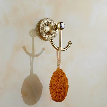 

Diamond golden robe cloth hook brass hooks in bathroom wall hook hanger single cloth hook for bathroom