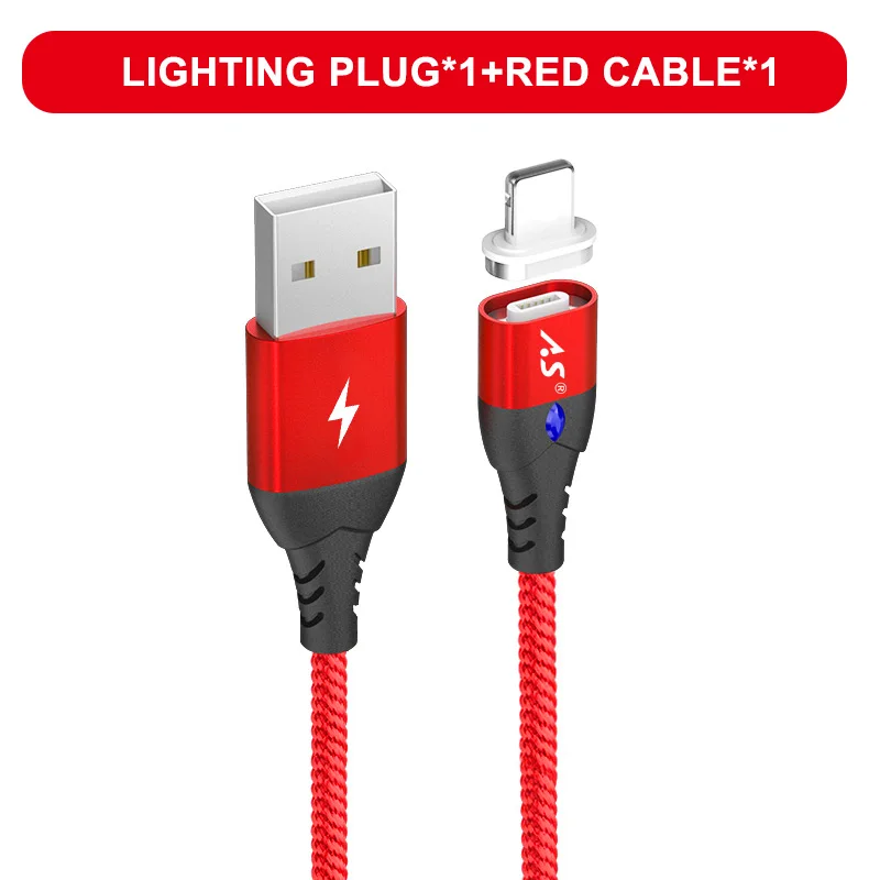 A.S Magnetic USB Cable for iPhone Cable XS Max XR X 8 7 6 Plus 6S 5 iPad Mini Fast Charging Cable Mobile Phone Charger Cord Data - Цвет: Red for Apple