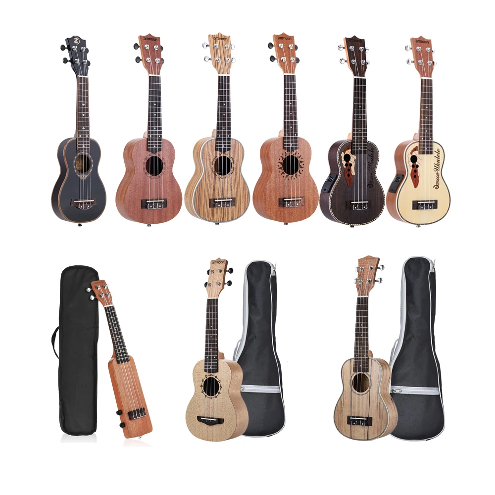 

ammoon Ukulele 21" Acoustic Ukulele 15 Fret 4 Strings Guitar Musical Stringed Instrument Different Types Guitarra for Option