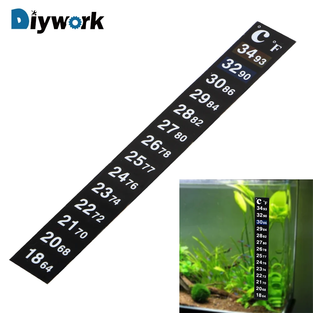 

DIYWORK 18-34 Degree Fish Tank Thermometer Discoloration Fahrenheit Thermometer Digital Dual Scale Temperature Sticker Aquarium