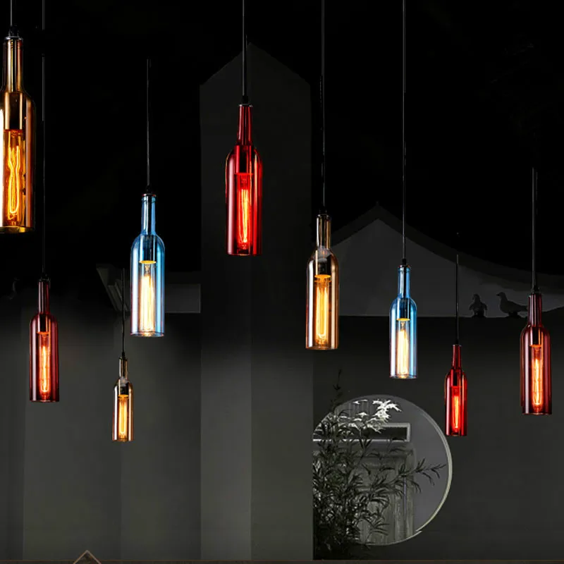Lámpara nórdica Eusolis botella De vino luces colgantes iluminación del hogar iluminación moderna iluminación Interior Lustres Para Sala De Jantar