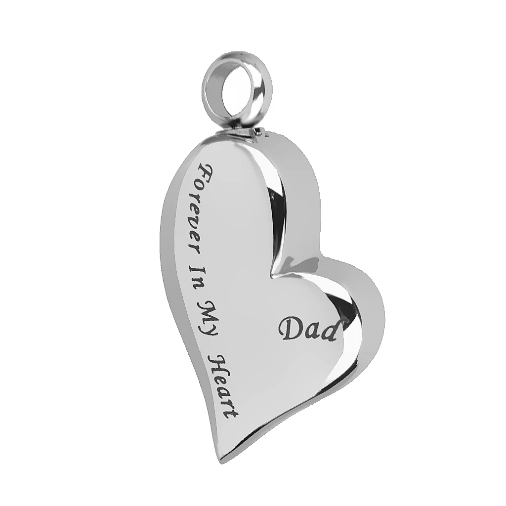 2 Pieces Stainless Steel Urn Cremation Pendant Mom / Dad Forever in My Heart