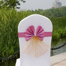 10 шт./упак. красивые пряжа стул пояса чехлы с бантом стул пояса тюль для свадьбы, памятные события и вечерние банкетные рождественские украшения