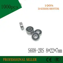 Rodamientos de bolas para monopatín, ejes de rodamiento de S608-2RS, S608, 2RS, 8x22x7 MM, 1000 Uds.