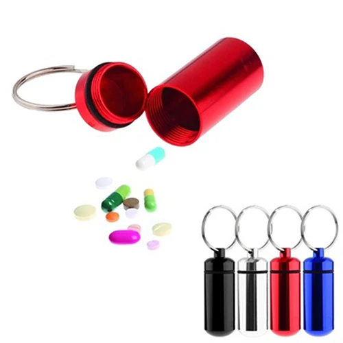 Small Tablets Holder Pill Case First Aid Container with Key Ring Key