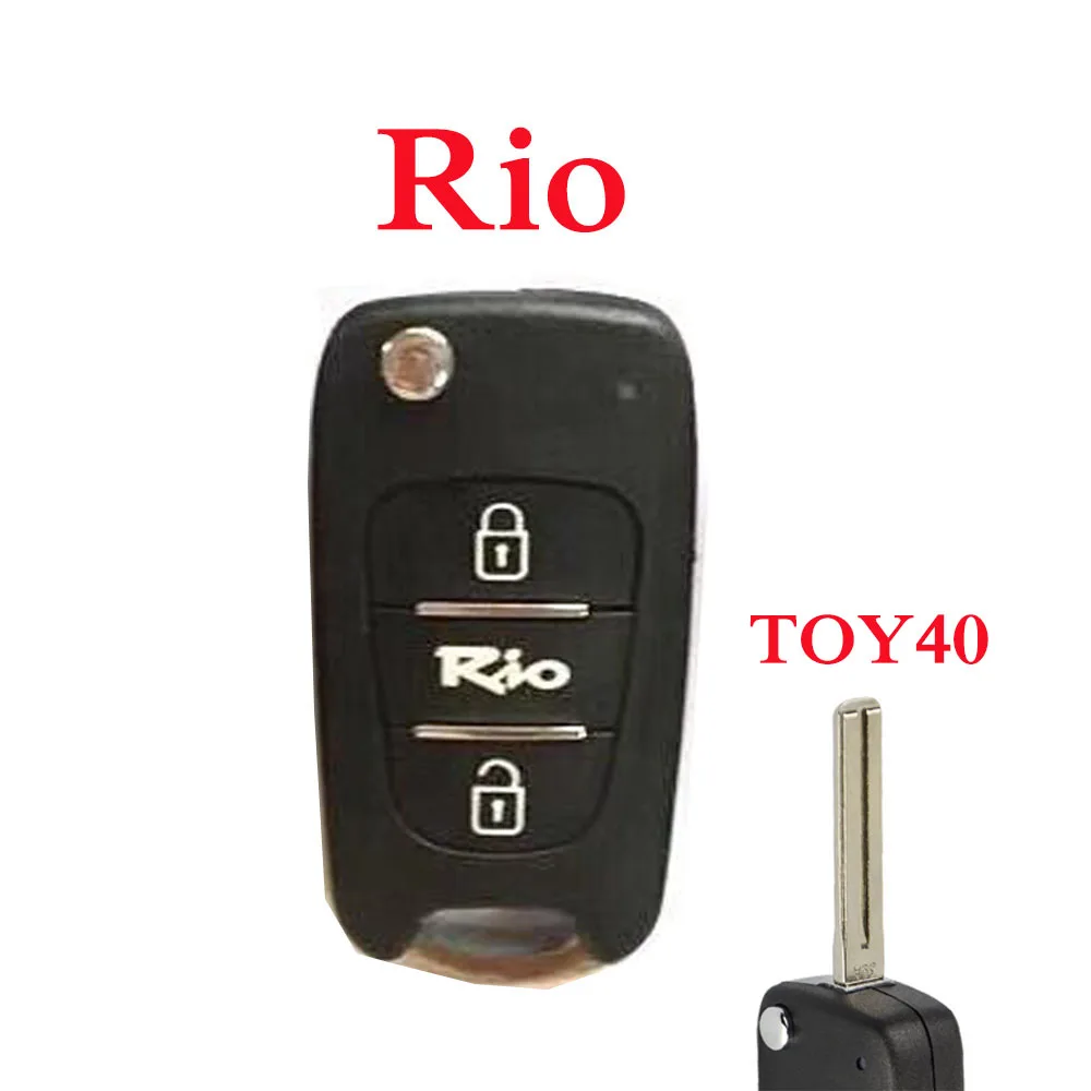 Чехол OkeyTech для автомобильного ключа, чехол для Kia Rio 3 K2 K5 Ceed Cerato Sportage, 3 кнопки, откидной, раскладной, без выреза, пустой Клинок для hyundai - Цвет: rio