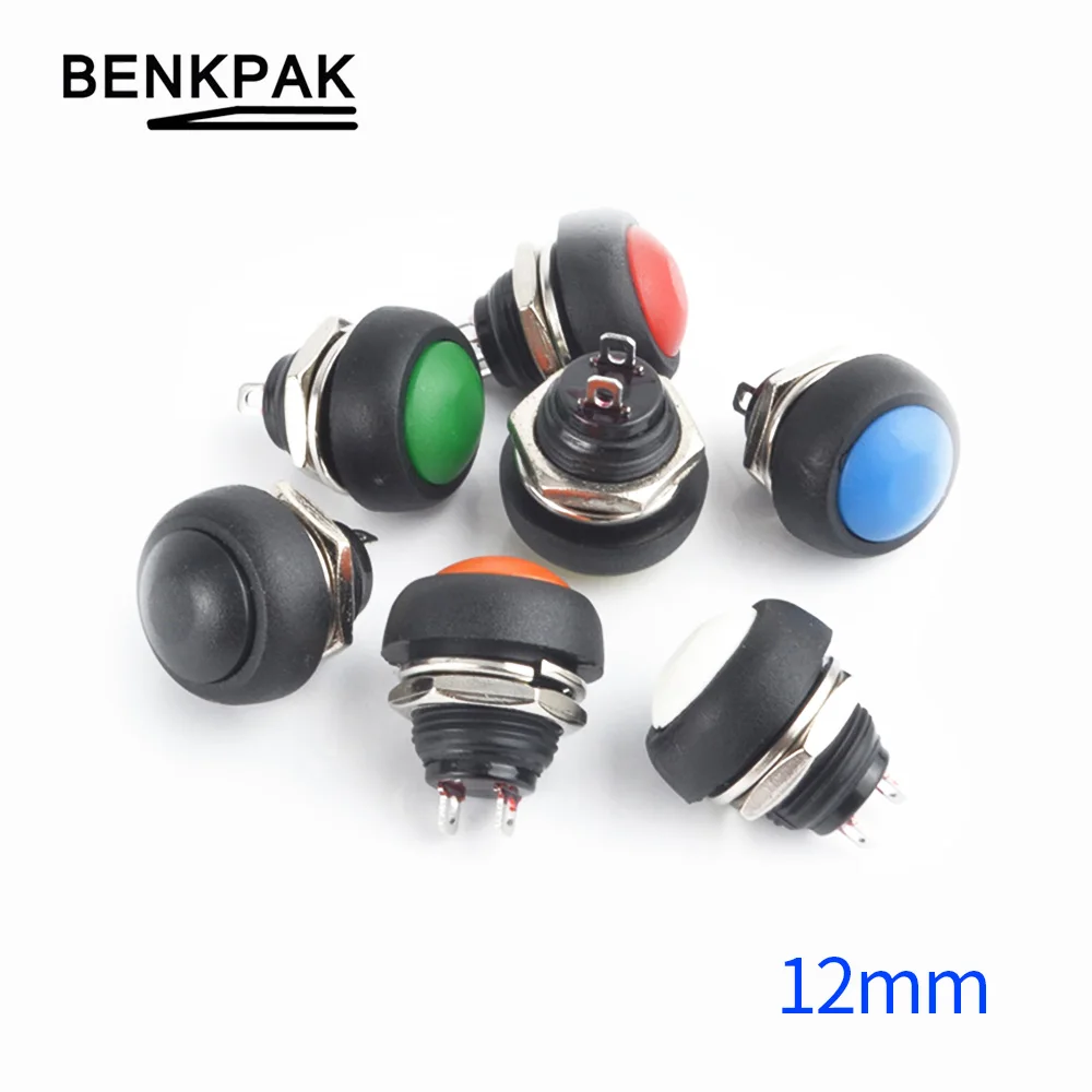 

1PCS 12mm Self-Recovery PBS-33B Mini Push Button Switch, 2Pin 1A Momentary Waterproof Reset Push Button