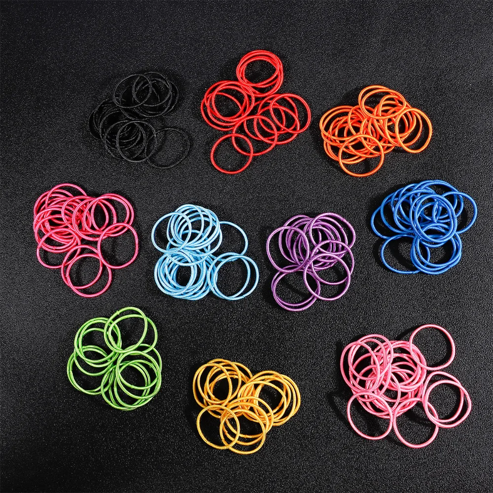 100Pcs Women Girls High Elasticity 3cm Medium Thick Rolled Towel Hair Rope Candy Solid Color Rubber Band Ring Ponytail Holder