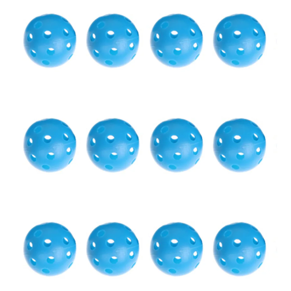 12 قطعة/المجموعة البلاستيك كرات الجولف Whiffle تدفق الهواء الجوف ممارسة الغولف التدريب الرياضية كرات داخلي في الهواء الطلق ممارسة الأزرق كرة جول...