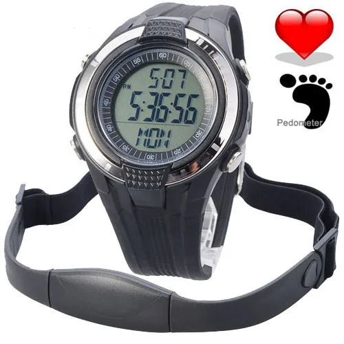 Wireless Chest Strap Heart Rate Wrist Watch Pulse Monitor Pedometer