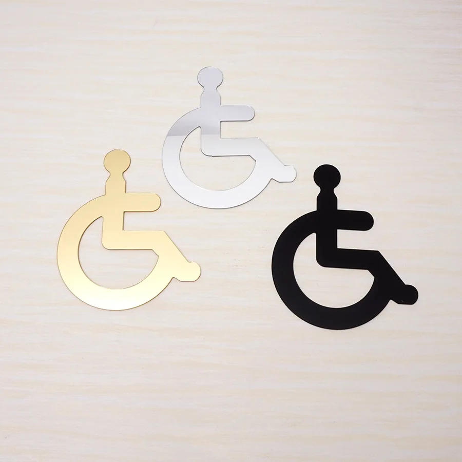 

Acrylic Wheelchair Disabled Toilet Mirrored Door Sticker / Wall Sign