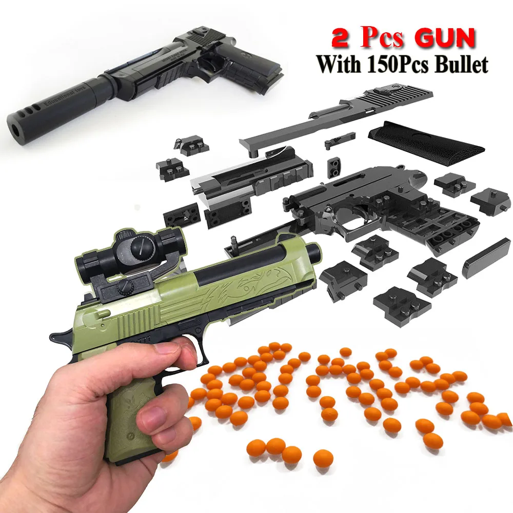 2Set with Bullet DIY Building Blocks Toy Gun Desert Eagle Assembly Toy Educational Toy Model with Instruction Book 2Set with Bullet DIY Building Blocks Toy Gun Desert Eagle Assembly Toy Educational Toy Model with Instruction Book