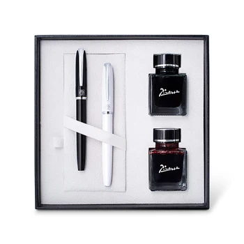 

Pimio Couple Fountain Pens Ink Set Extra Fine and Fine Nib Ink Pen with Two Bottle Ink Business Office Gift Pens with Gift Box