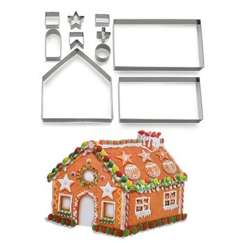 

DIY 3D Mold Christmas gingerbread house cookie cutters mold Shortbread Cracker New Year Biscuits For Cake Decorating Tool