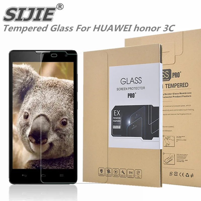 

SIJIE Tempered Glass For HUAWEI honor 3C 2.26mm Screen Protector front stronger 9H thin discount Retail Package Hard BOX save