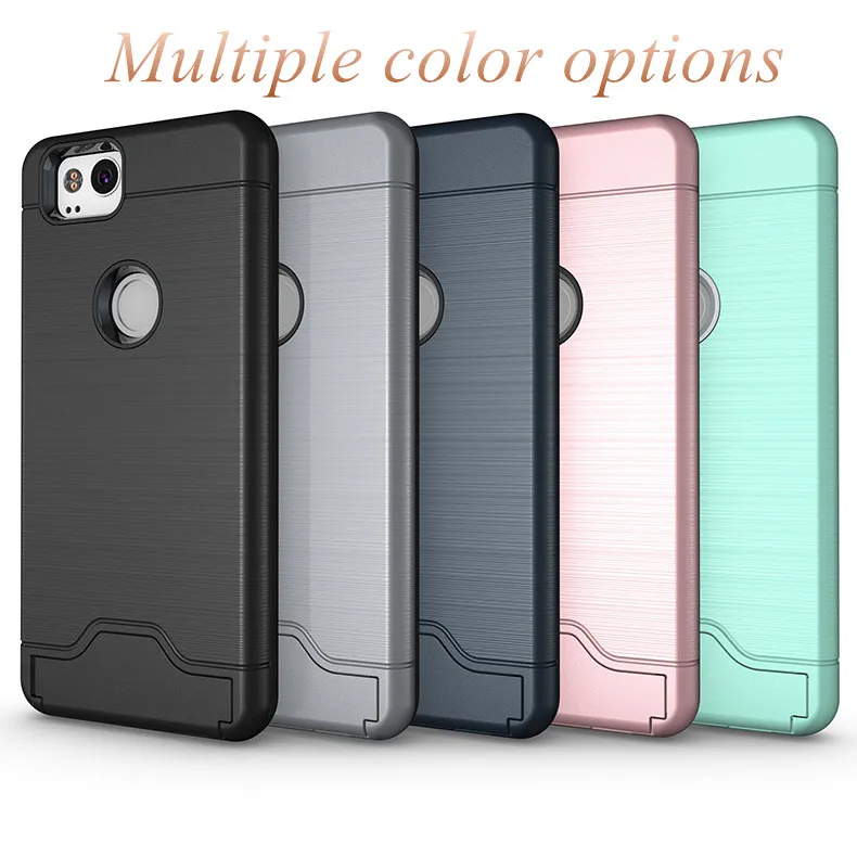 S&ampJ Google Pixel 2 Fashion Heavy Duty Protect with Kickstand and Card Pocket Cell Phone Case for |