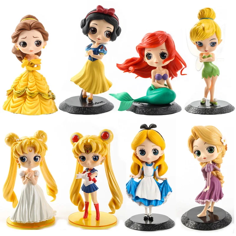 

Wholesale 10pcs/lot Cute Princess Rapunzel Alice Fashion Dolls Mermaid Snow white model toys Cake decoration gifts for girls