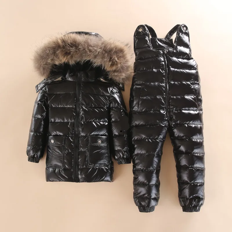Russian winter Warm Children clothing set white down boys snowsuit baby outwear waterproof snowsuit girls jackets Kids Clothes