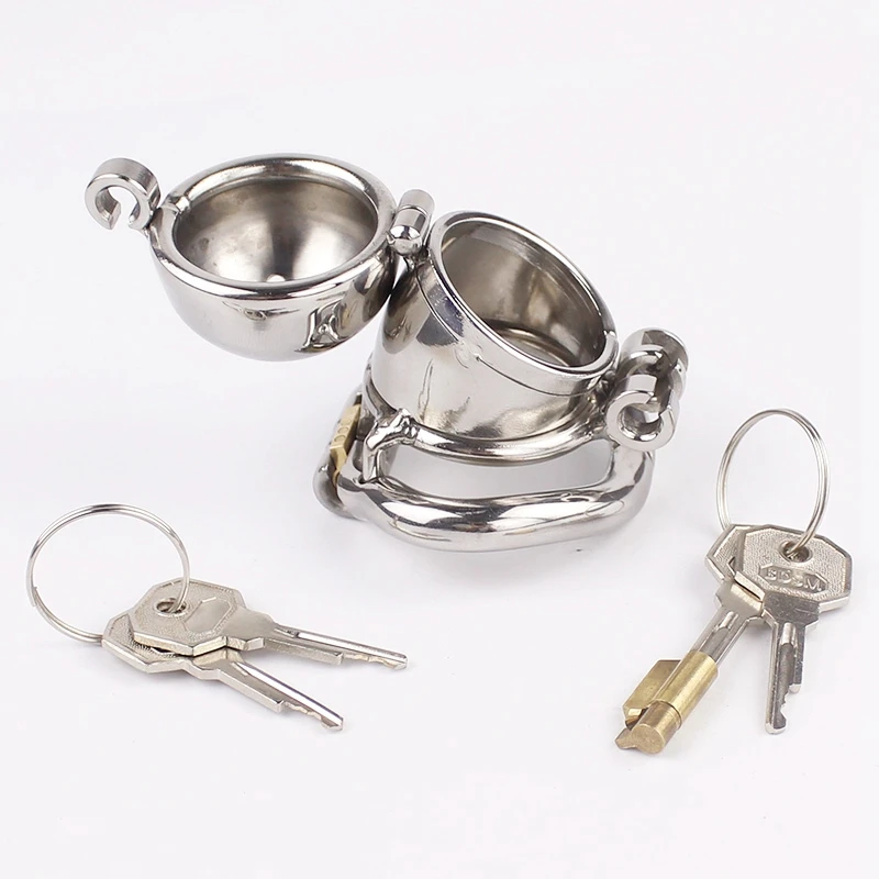 Prix Double serrure conception mâle dispositif de chasteté en acier inoxydable ceinture de chasteté en métal serrure de pénis chasteté anneau de pénis jouets sexuels pour hommes