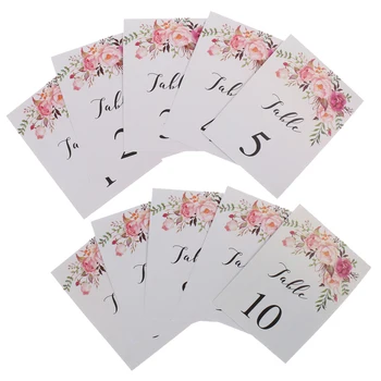 

Freestanding 1-10 Numbers Place Cards Paper Table Markers w/ Printed Flower Wedding Decor Pack of 10