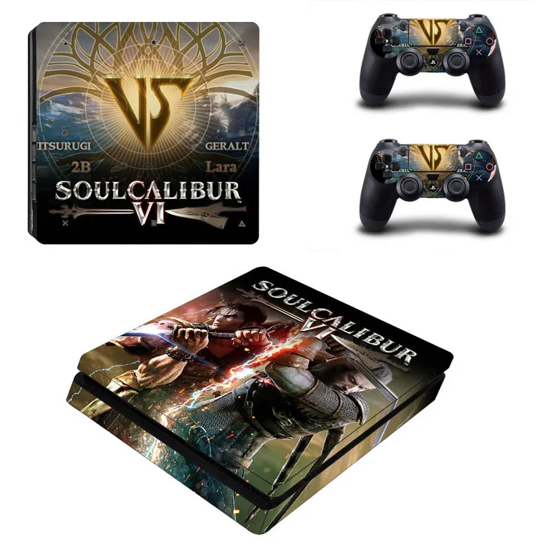 SoulCalibur наклейка PS4 тонкий кожи для Playstaion 4 консоли PS4 Slim наклейки кожи+ 2 шт. контроллер защитный скины