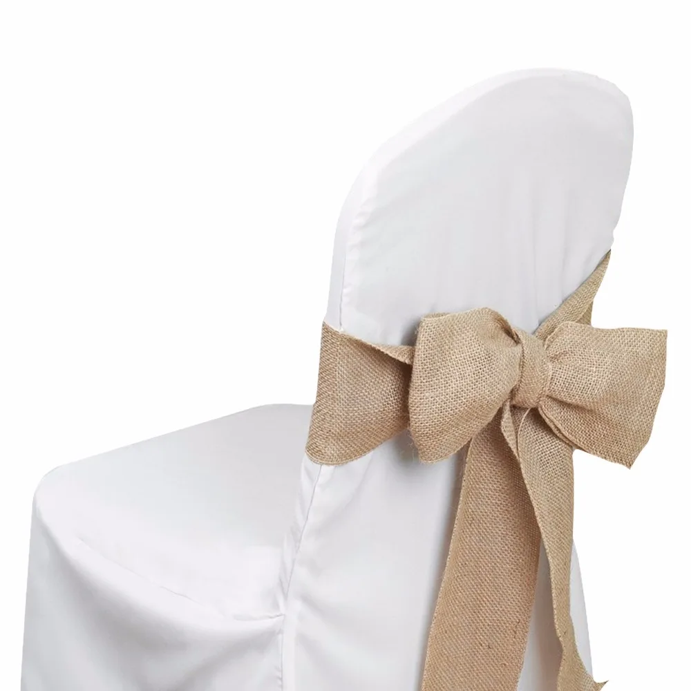 US $310.45 100pcs Burlap Chair Bow Sashes Burlap Ribbon For Banquet Wedding Party Baby Shower Craft Chair Cover Decor FR STORE 7X 108