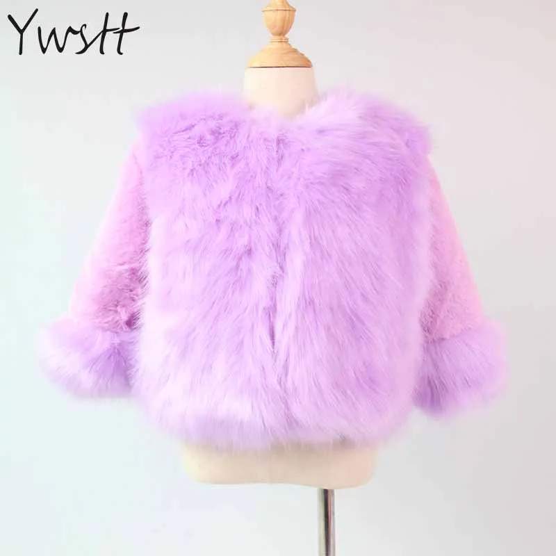 Ywstt Girls Winter Coat Faux Fox Fur Coat 2017 New Children Artificial Fur Outerwear Jacket Warm Child Thickening Clothing white artificial fur duster coat
