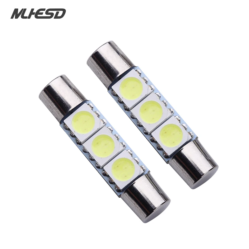10X White T6 5050 29mm 3-SMD LED Bulb For Car Sun Visor Vanity Mirror Fuse Light